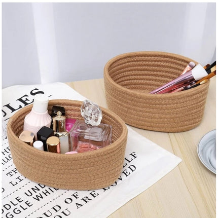 Rosolly Cotton Storage Rope Woven Baskets Pack of 2 (Beige)