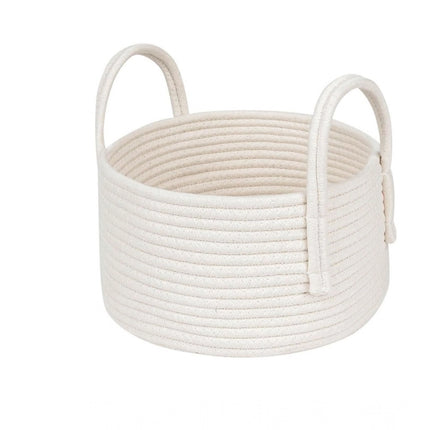 Rosolly Cotton Round Storage Rope Woven Baskets Pack of 2 (White)