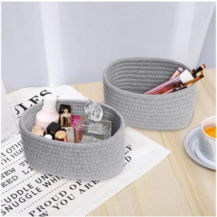 Rosolly Cotton Storage Rope Woven Baskets Pack of 2 (Grey)