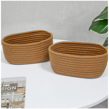 Rosolly Cotton Storage Rope Woven Baskets Pack of 2 (Beige)