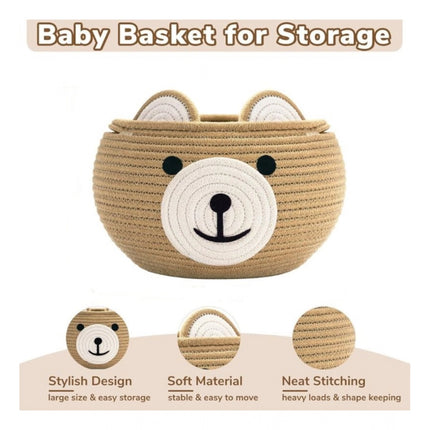 Rosolly Cotton Bear Shaped Storage Baskets Pack of 1 (Beige)