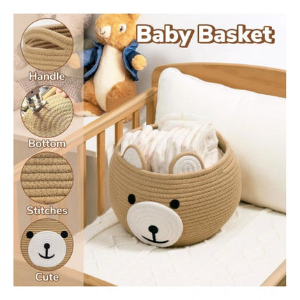 Rosolly Cotton Bear Shaped Storage Baskets Pack of 1 (Beige)