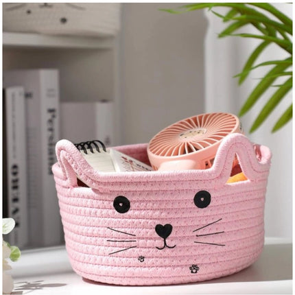 Rosolly Cotton Small Cat With Face Basket Pack of 1 (Pink)