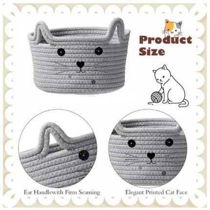 Rosolly Cotton Small Cat With Face Basket Pack of 1 (Grey)