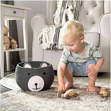 Rosolly Cotton Bear Shaped Storage Baskets Pack of 1 (Grey)
