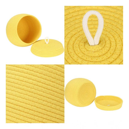 Rosolly Cotton Bear Shaped Storage Matka Basket With Lid Pack of 1 (Yellow)