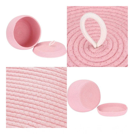 Rosolly Cotton Bear Shaped Storage Matka Basket With Lid Pack of 1 (Pink)