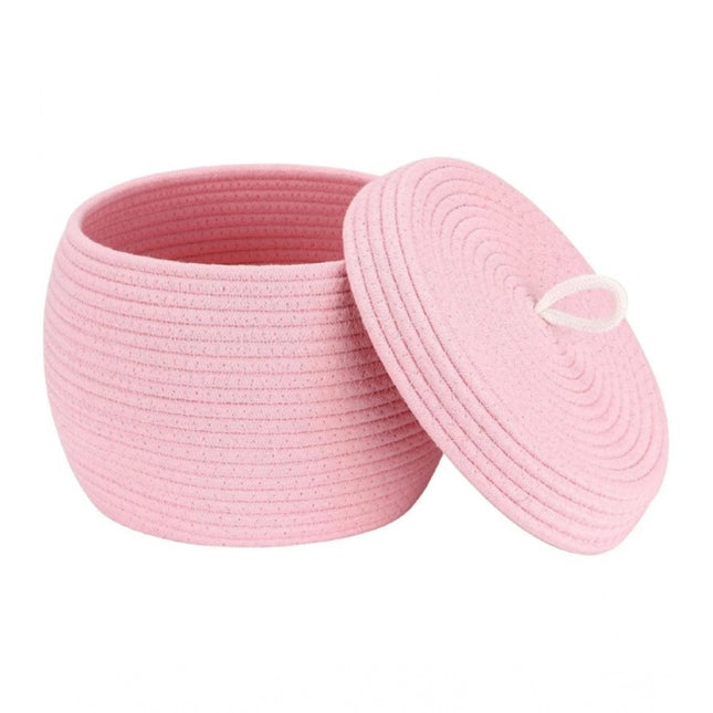 Rosolly Cotton Bear Shaped Storage Matka Basket With Lid Pack of 1 (Pink)