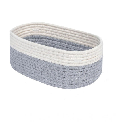 Rosolly Cotton Oval Storage Rope Woven Baskets Pack of 1 (White Grey)