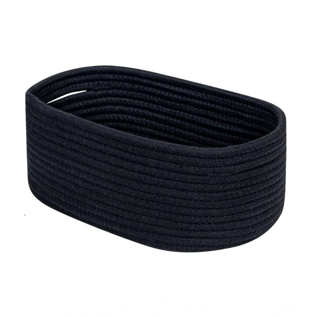 Rosolly Cotton Oval Storage Rope Woven Baskets Pack of 1 (Black)