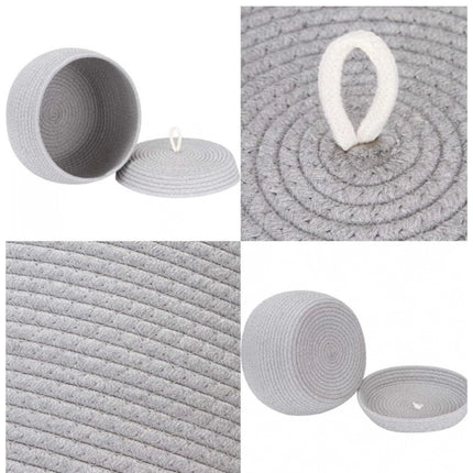 Rosolly Cotton Bear Shaped Storage Matka Basket With Lid Pack of 1 (Grey)