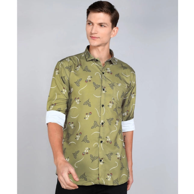 Rosolly Men's Casual Viscose Rayon Printed Full Sleeve Collar Shirt (Multicolor)