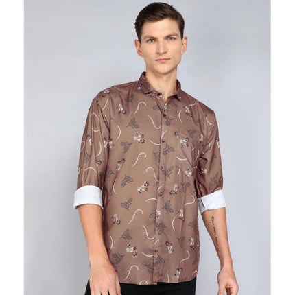 Rosolly Men's Casual Viscose Rayon Printed Full Sleeve Collar Shirt (Multicolor)
