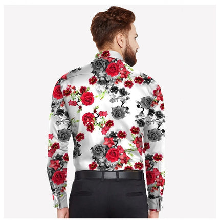 Rosolly Men's Casual Viscose Rayon Printed Full Sleeve Collar Shirt (Multicolor)