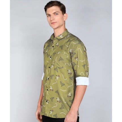 Rosolly Men's Casual Viscose Rayon Printed Full Sleeve Collar Shirt (Multicolor)