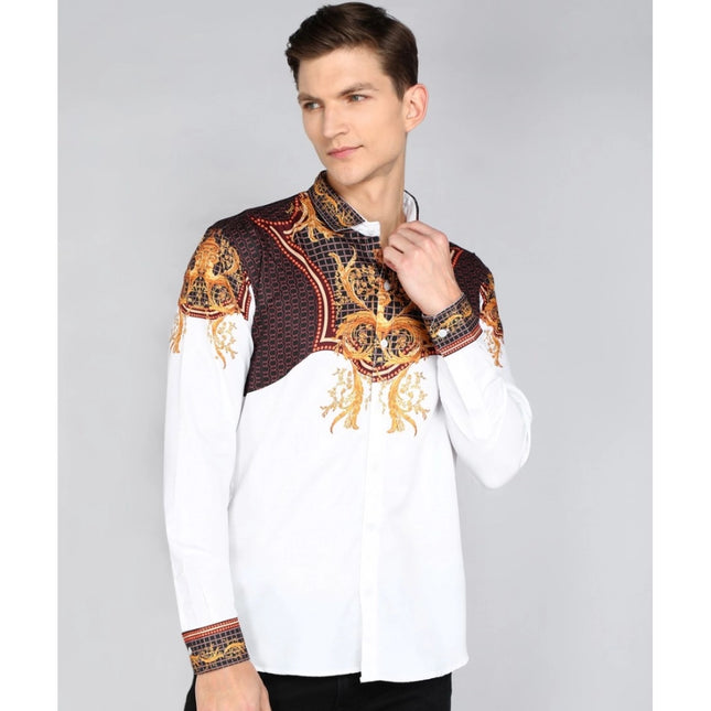 Rosolly Men's Casual Viscose Rayon Embroidered Full Sleeve Collar Shirt (Multicolor)