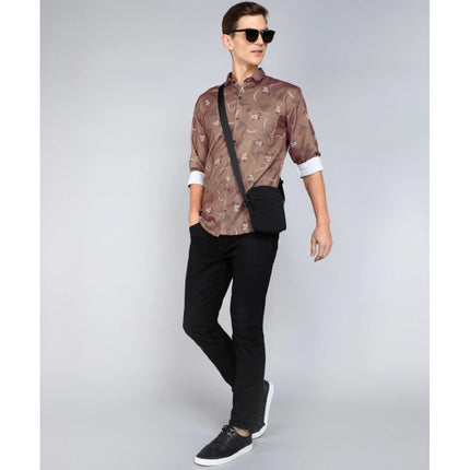 Rosolly Men's Casual Viscose Rayon Printed Full Sleeve Collar Shirt (Multicolor)