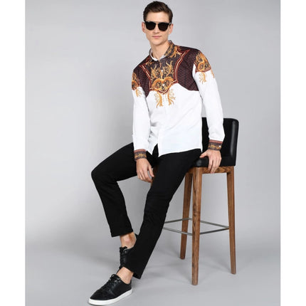Rosolly Men's Casual Viscose Rayon Embroidered Full Sleeve Collar Shirt (Multicolor)