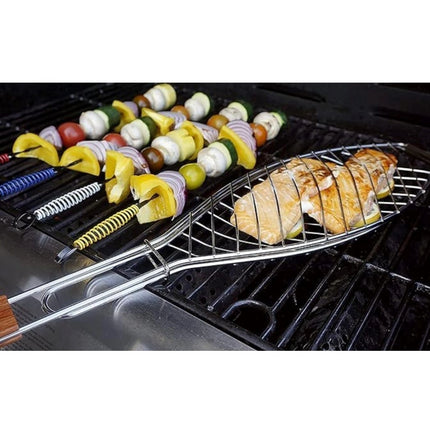 Rosolly Steel Roasting Fish Grilling Basket (Silver)