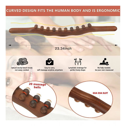 Rosolly Wood Gua Sha Stick Therapy Massager (Brown)