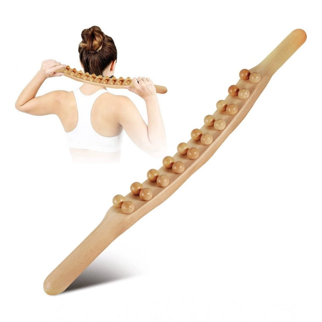 Rosolly Wood Gua Sha Double Row Stick Massager (Wood)