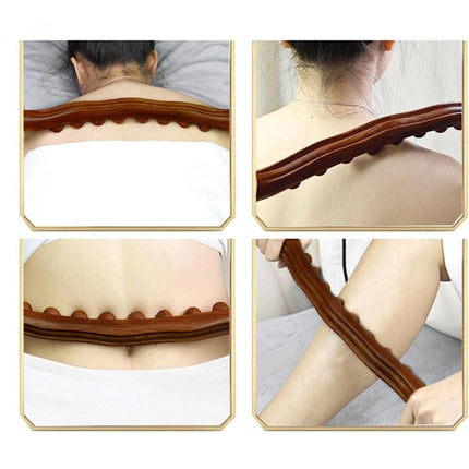 Rosolly Wood Gua Sha Massager Therapy Tool Soft Manual 8 Beads Roller (Brown)