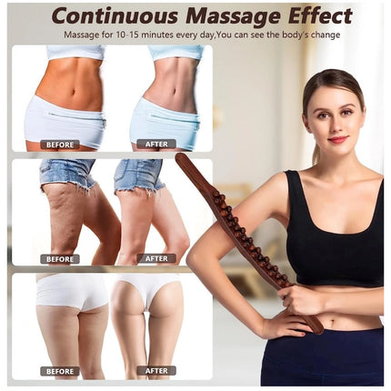 Rosolly Wood Gua Sha Massager Muscle Relaxation Stick (Brown)