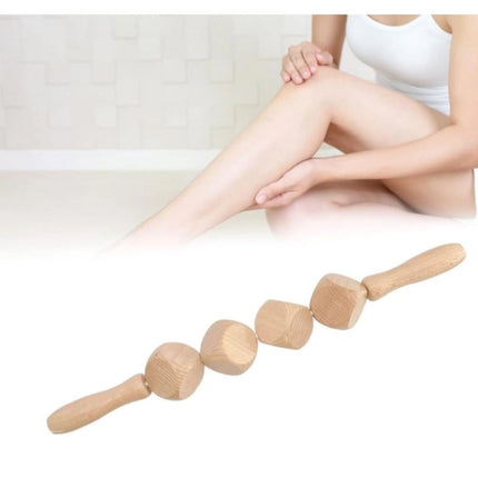Rosolly Wood 4 Ball Body Roller Massager Stick (Wood)