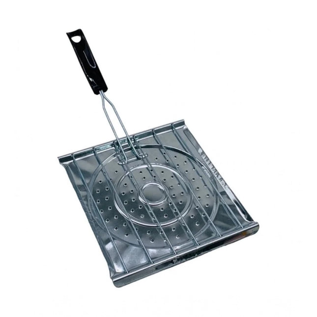 Rosolly Steel Toaster Grill with Foldable Handle Easy to Stainless Steel (Black)