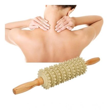 Rosolly Wood 9 Wheel Body Massage Roller (Wood)