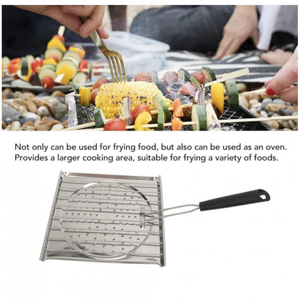 Rosolly Steel Toaster White Foldable Stainless Steel Grilling Pan (Silver)