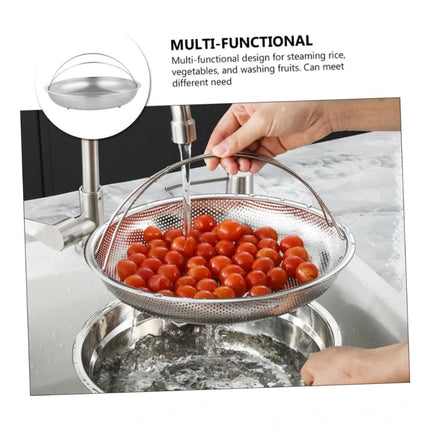 Rosolly Steel Basket Plate Household Food Steamer Stainless Steel Handle (Silver)