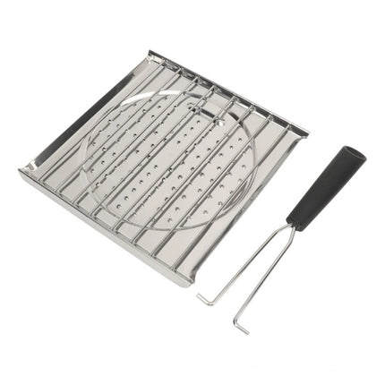 Rosolly Steel Toaster White Foldable Stainless Steel Grilling Pan (Silver)