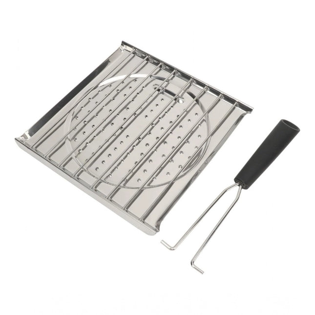 Rosolly Steel Toaster White Foldable Stainless Steel Grilling Pan (Silver)