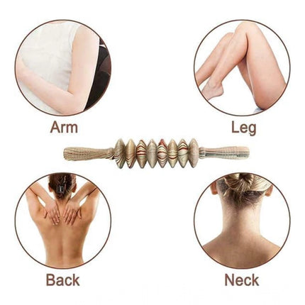 Rosolly Wood 8 Wheels Roller Fancy Gua Sha Trigger Points Muscle (Wood)
