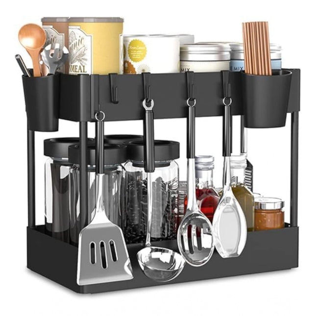 Rosolly Plastic Tier Under Sink Organizer (Black)