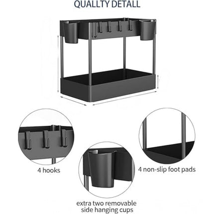 Rosolly Plastic Tier Under Sink Organizer (Black)