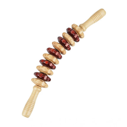 Rosolly Wood Wheel Roller Massage Stick (Wood - Brown)