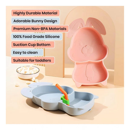 Rosolly Silicon Bunny Children Plate Tableware (Multicolor)