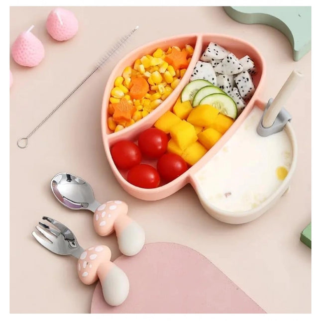 Rosolly Silicon Mushroom Children Plate Tablewar (Multicolor)