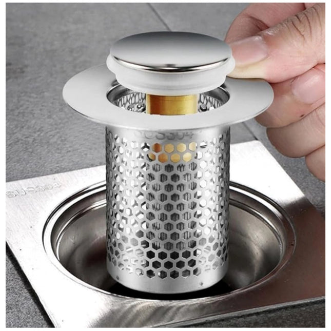 Rosolly Steel Drain Filter Pop-Up Sink (Silver)