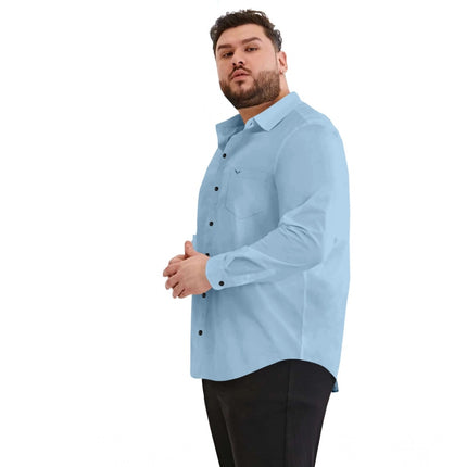 Rosolly Mens Casual Cotton Solid Full Sleeve Shirt (Sky)