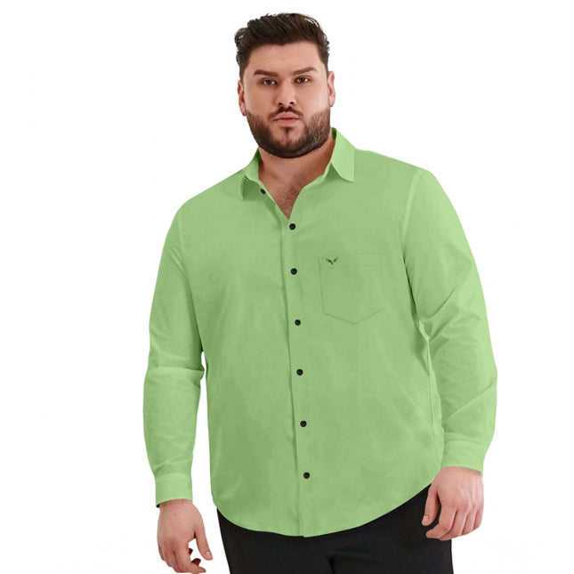 Rosolly Mens Casual Cotton Solid Full Sleeve Shirt (Pista)