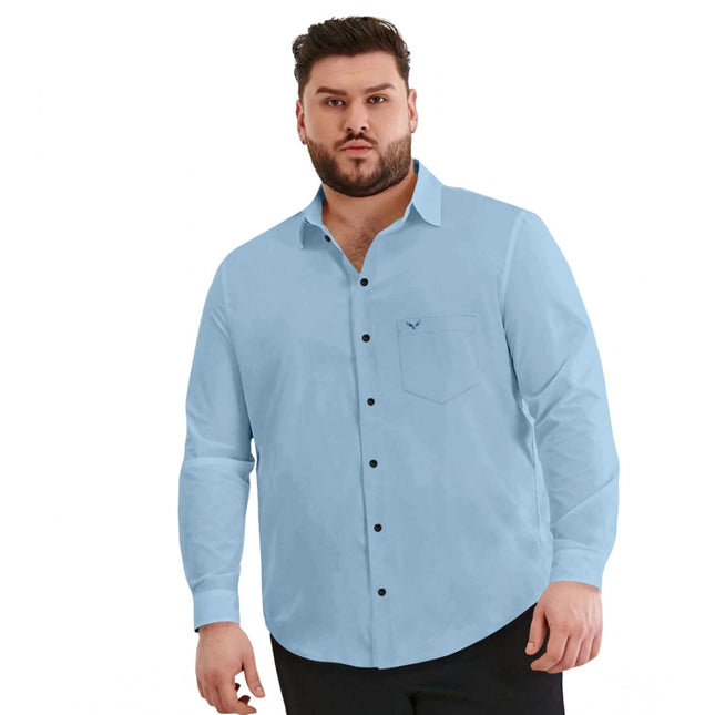 Rosolly Mens Casual Cotton Solid Full Sleeve Shirt (Sky)