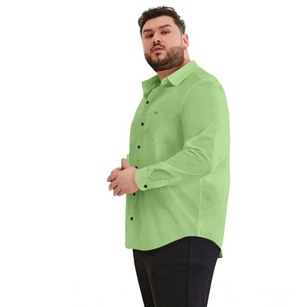 Rosolly Mens Casual Cotton Solid Full Sleeve Shirt (Pista)