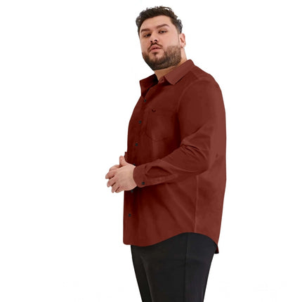 Rosolly Mens Casual Cotton Solid Full Sleeve Shirt (Maroon)