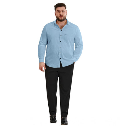 Rosolly Mens Casual Cotton Solid Full Sleeve Shirt (Sky)