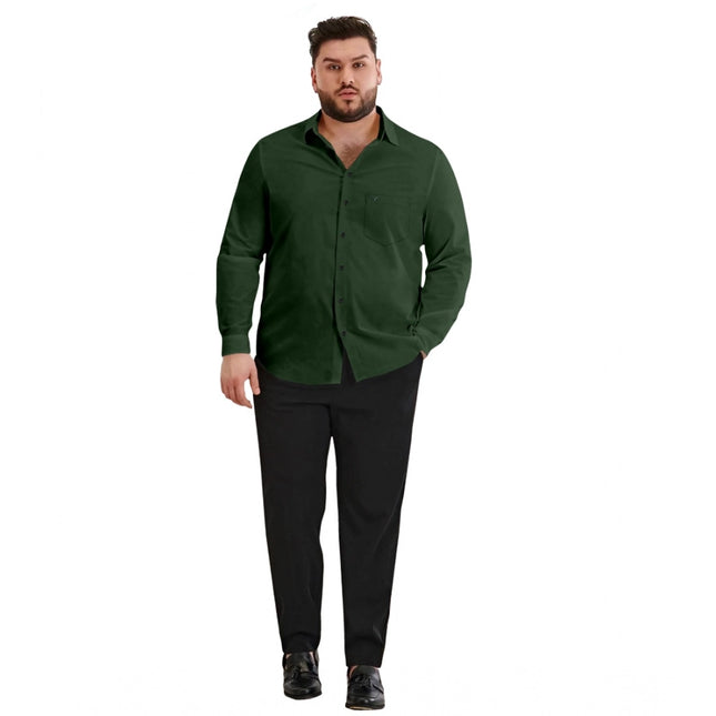 Rosolly Mens Casual Cotton Solid Full Sleeve Shirt (Green)
