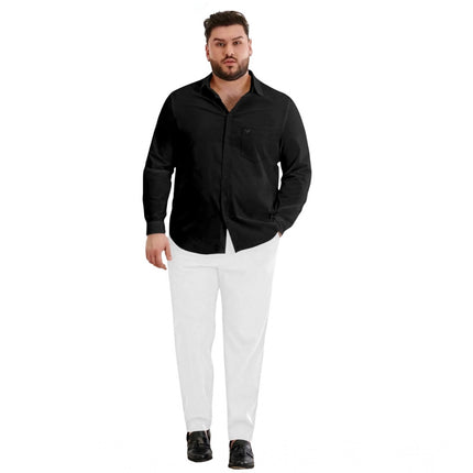 Rosolly Mens Casual Cotton Solid Full Sleeve Shirt (Black)