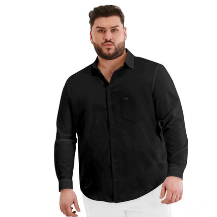 Rosolly Mens Casual Cotton Solid Full Sleeve Shirt (Black)
